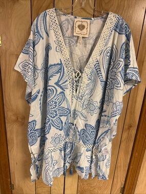 Z & L Boho Pineapple Tassel Beach Swim Cover Up Size XL
